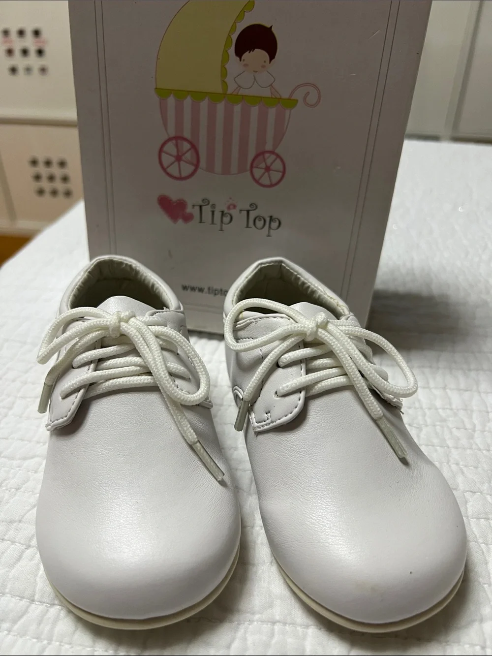 NIB Tip Top Kids Baby Boy White Matte Dress Shoes Size 5